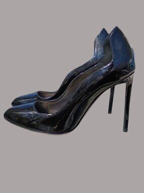 Christian Dior US8 38.5 High Heel Pumps Black Patent Leather Made In Italy